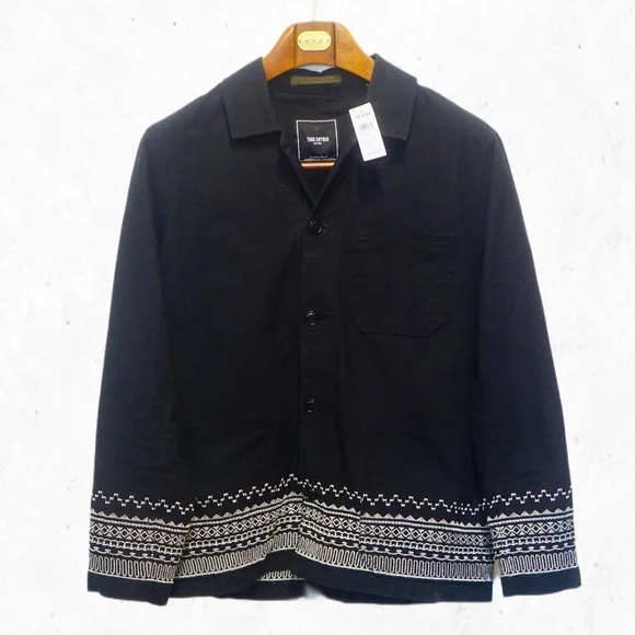 Todd Snyder Black Embroidered Chore Coat - Picture 3 of 5
